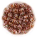 Faceted millefiori glass beads with gold sand and flower design, perfect for DIY handmade jewelry. - Brown