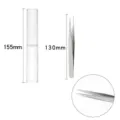 Stainless steel precision tweezers detail view featuring protective tube and size marks. - ST-12 Straight Pointed / 1 Piece/Pack