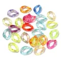 Colorful translucent acrylic chain links detail close up for DIY jewelry crafts making. - Small Transparent Plated Style / 20 Pieces/Pack