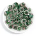 Faceted glass beads green floral gold foil abacus beads DIY handmade jewelry making supplies. - 10 Pieces/Pack (12mm) / Green