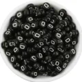 Acrylic flat round black letter D beads bulk for DIY bracelet jewelry making parts - Letter D / 100 Pieces Set
