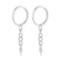 Silberne Doppelring-Schlüsselanhänger mit Kette und Schraubösen, DIY-Bastelzubehör - Weiß-K / Rhodium (Augenstifte)