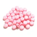 Colorful acrylic flat round pattern beads for DIY children bracelets and crafts design. - 100 Pieces Per Pack (Approx Diameter 7mm) / Pink Base with White Pattern