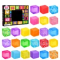 Adventskalender Überraschungsbox mit bunten squishy Sinneswürfel Spielzeug für Kinder und Stress. - Gewinde Quadrat Halskette Und Ohrringe / 24er Set