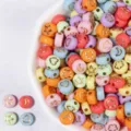 Colorful acrylic round spacer beads with gold foil stars hearts DIY bracelet jewelry making - 100 Pieces Per Pack (Approx Diameter 7mm) / Colorful Base with Gold Patterns