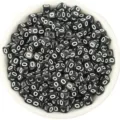 Acrylic square letter beads, black with white text, large hole DIY loose beads for jewelry making. - Letter O