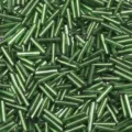 Green bugle glass seed beads, silver lined long tube beads for DIY jewelry making and apparel crafts. - 450g Pack / Bamboo Green