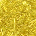 Gold Bugle Glass Beads Silver Lined Tube Seed Beads for DIY Jewelry Crafting Accessories - 450g Pack / Yellow