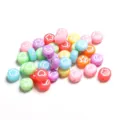 Colorful acrylic flat round pattern beads DIY children educational jewelry making bracelet spacer beads wholesale - 100 Pieces Per Pack (Approx Diameter 7mm) / White Patterns on Colored Background