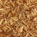 Gold bugle glass beads, long tubular seed beads for DIY jewelry making and apparel. - 450g Pack / Gold