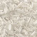 Silver-lined bugle glass beads for DIY jewelry making, ideal for handmade bracelets and accessories. - 450g Pack / Silver