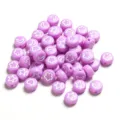 Purple acrylic flat round patterned beads for DIY kids jewelry bracelet making variant - 100 Pieces Per Pack (Approx Diameter 7mm) / White Patterns on Purple
