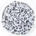 Perles de lettres carrees blanches en acrylique perles alphabet pour bracelet DIY bijoux - Lettre S
