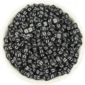 Acrylic square letter beads, black cubic beads with white letters for DIY jewelry making. - Letter U