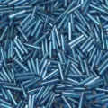 Perles de rocaille tube verre bleu argenté accessoires bijoux faits main bracelets diy - Bleu