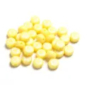 Yellow acrylic flat round beads with white cute heart star flower pattern for DIY jewelry making - 100 Pieces Per Pack (Approx Diameter 7mm) / Yellow Base with White Pattern