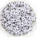 Perles de lettres carrées blanches avec Y noir, perles acryliques à gros trou pour bijoux DIY - Lettre Y