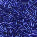 Perles tubulaires en verre argenté bleu pour accessoires de bijoux et bracelets DIY. - Bleu Saphir