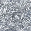 Perles tubulaires en verre argenté pour la bijouterie DIY et la décoration de vêtements. - Gris Argent