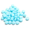 Light blue acrylic flat round beads with cute patterns for DIY handmade jewelry crafting. - 100 Pieces Per Pack (Approx Diameter 7mm) / White Patterns on Blue