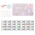 DIY letter bead kit with 24 grid storage box, colorful alphabet beads, elastic cord and scissors. - 28-Grid Square Letter Beads (White Base, Colored) & Accessories / White