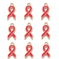 Legierung rote Schleife Anhänger für DIY Halskette Armband Schmuckherstellung Zubehör - 10er Pack / Gold+Rot