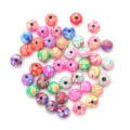 Perles en argile polymere colorees imprimees pour la fabrication de bijoux de bracelets DIY - 50 Pièces/Paquet (Environ 10mm de Diamètre) / Multicolore