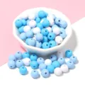 Acrylic round loose beads solid color DIY jewelry making accessories assorted blue and white colors - Youthful Blue