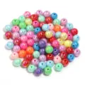 Colorful acrylic round beads for DIY jewelry making, glossy loose craft accessories. - Plated Dark Multicolor Mix