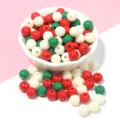 Christmas acrylic round beads for DIY jewelry making, solid red white and green loose bead. - Christmas Series