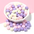 Colorful pastel acrylic round beads for DIY handmade jewelry making crafts accessories set. - Dreamy Purple