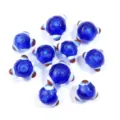 Handmade blue glass beads with white and red spikes for DIY jewelry making and crafting. - Dark Blue