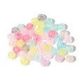 Colorful acrylic crackle beads detail shot, transparent cracked round loose beads for DIY jewelry. - 100 Pieces Pack (8mm) / Crackle Round Beads (Random Mixed)