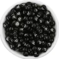 Acrylic black round alphabet beads detail, perfect for DIY bracelet jewelry making and accessories. - Letter P / 100 Pieces Set