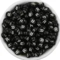Acrylic flat round letter beads black base white letter DIY bracelet jewelry accessories - Letter R / 100 Pieces Set