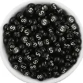 Acrylic flat round letter beads black white S initial loose beads DIY jewelry making accessories - Letter S / 100 Pieces Set