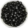 Acrylic black round letter beads with white X print for DIY bracelet jewelry making detail. - Letter X / 100 Pieces Set