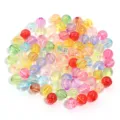 Colorful transparent acrylic round beads set for DIY bracelet and jewelry accessories. - 100 Pieces/Pack (Approx 6mm) / Mixed Transparent Colors