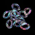 Translucent acrylic chain links colorful open rings DIY glasses chain jewelry accessories - 23mm Transparent AB-Coated Style / 20 Pieces/Pack