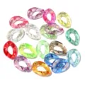 Colorful translucent acrylic open chain links for DIY glasses chains, earrings and hair clips. - Large Transparent Multi-Color Plated / 20 Pieces/Pack