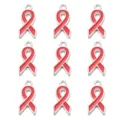 Roter Emaille Bewusstseinsband Anhänger Legierung für DIY Halskette Schmuckherstellung Detail. - 10er Pack / Silber & Rot