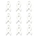 Legierung weiße Emaille Awareness Schleife Anhänger für DIY Schmuck Halskette 9Stk - 10er Pack / Silber & Weiß