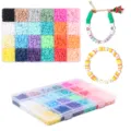 24 grid colored polymer clay beads kit with letter beads for DIY handmade bracelets and necklaces. - 24 Grids Clay Beads Style Two