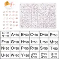 24 grid DIY letter beads kit with elastic cord, white acrylic alphabet beads for jewelry making - 24-Grid Flat Round Letter Beads (White Base, Rose Gold) & Elastic Cord
