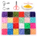 24 Grid Polymer Clay Beads Kit with Lobster Clasps Rings Scissors and Elastic Cord for DIY - 24 Grids Clay Beads And Accessories Style Three