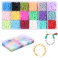 24 Grid Polymer Clay Beads Kit with Letter Beads for DIY Bracelet Necklace Making Set - 18 Grids Clay Beads Style