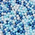ABS Perlen Imitation lose Perlen Blau Weiss rund fuer DIY Schmuckherstellung - Blau-Serie