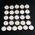 DIY alloy enamel round double-sided letter charms pendants for necklaces bracelets 26pcs - Letter A Style (A) / White