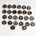DIY alloy letter charms, black enamel round pendant beads for necklace bracelet making. - Letter A Style (A) / Black