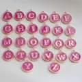 DIY enamel alphabet letter charms round metal pendants for jewelry making bracelets necklaces - Rose Red